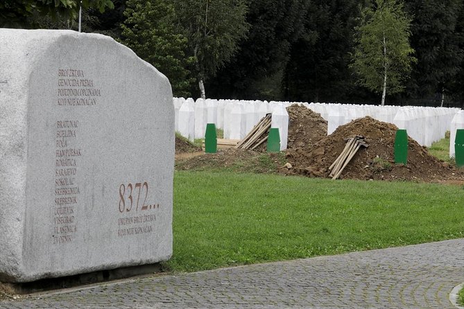 From Sarajevo: Srebrenica Genocide Memorial Study Tour - The cemetery and the rows of white markers